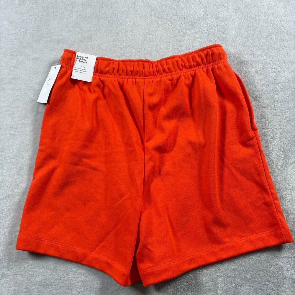 Nike WNBA Fleece Basketball Shorts Women Medium Orange Loose Fit Mid Rise Swoosh
